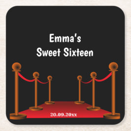 Dinsdag 16 Confetti met rood en zwart tapijt Kartonnen Onderzetters