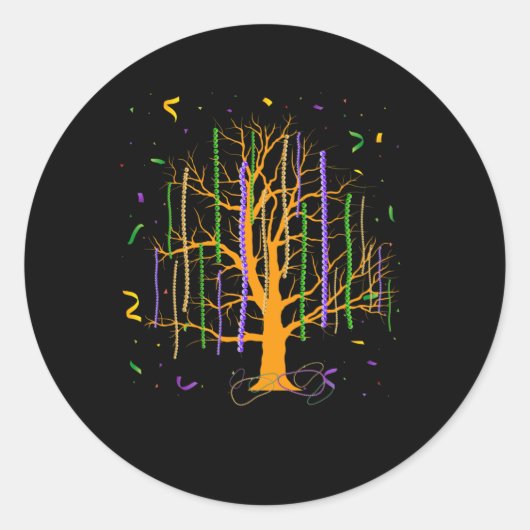 Dinsdag Gras Tree Beads New Orleans 2022 Watercolo Ronde Sticker (Voorkant)