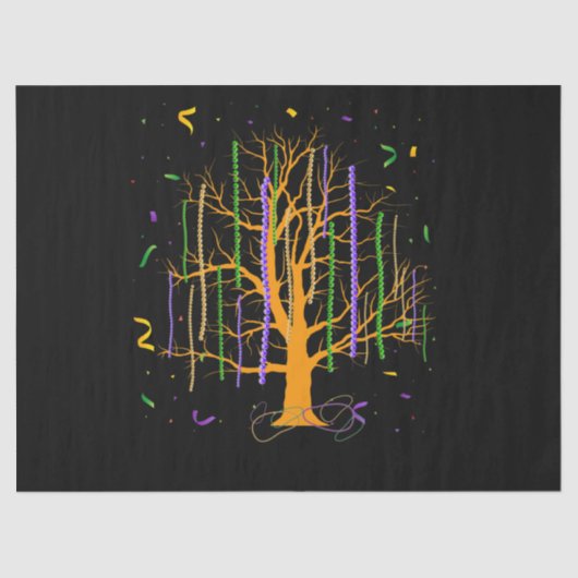 Dinsdag Gras Tree Beads New Orleans 2022 Watercolo Tissuepapier (Voorkant)