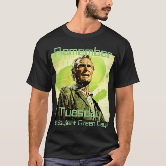 Dinsdag is Soylent groene dag retro t-shirt (Voorkant)