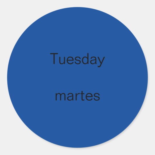 Dinsdag martes Engels naar Spaans Stickers (Voorkant)