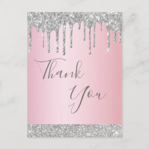 Dinsdag roos gouden zilverglitterdruppel Dank je w Briefkaart