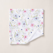 Dinty Pink Blue Flowers Floral Patroon Bad Handdoek (Wasdoekje)
