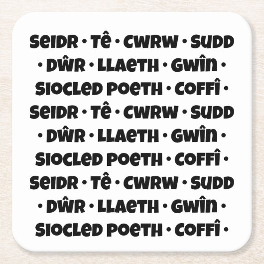 Diodydd / Drink (Welsh) Kartonnen Onderzetters (Voorkant)