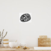 Diogene surrogaatinkt zwarte en witte tekening poster (Keuken)