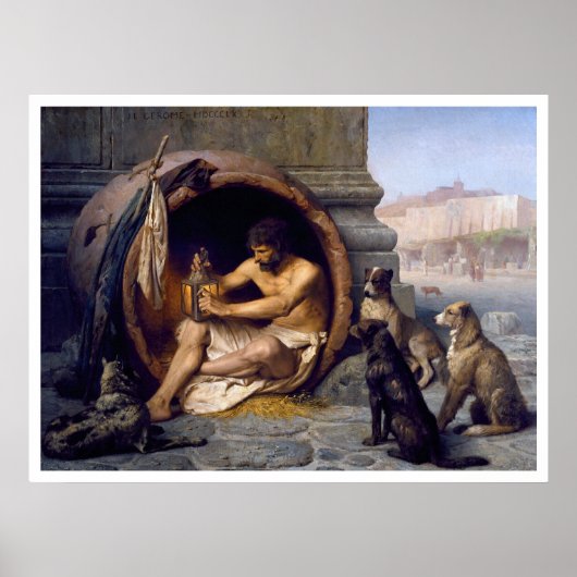 Diogenes & Dogs Poster Print door Gérôme (Voorkant)