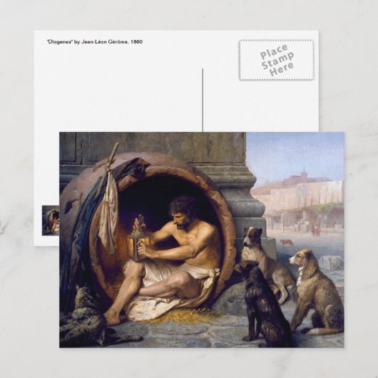 Diogenes Omringd door Honden - door Jean Leon Gero Briefkaart (Voorkant / Achterkant)