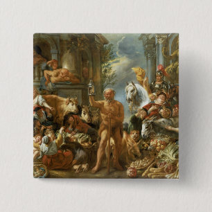 Diogenes Searching for an Honest Man, c.1650-55 (o Vierkante Button 5,1 Cm