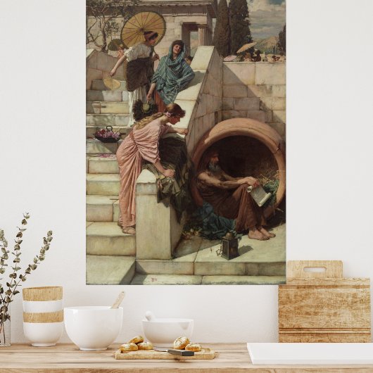 Diogenes van John William Waterhouse Poster (Keuken)