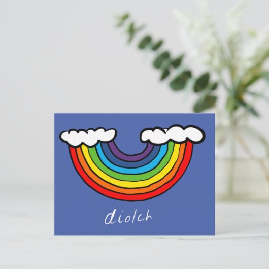 Diolch-kaart (bedankt in het Welsh) - Regenboogont Briefkaart (Staand voorkant)