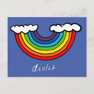 Diolch-kaart (bedankt in het Welsh) - Regenboogont Briefkaart