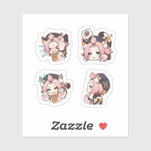 Diona Genshin Impact 4 stuks stickerblad Sticker (Vel)