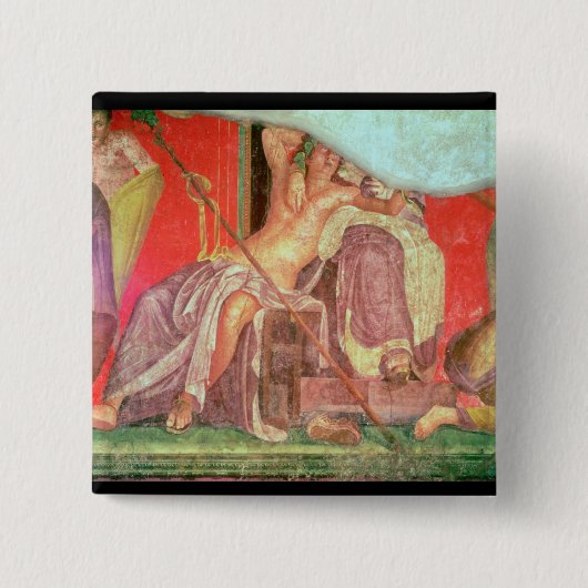 Dionysian Entourage met Dionysus Vierkante Button 5,1 Cm (Voorkant)