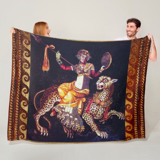 DIONYSOS MET EEN GROOTSCHALIGE LEOPARD Griekse moz Fleece Deken (In situ)