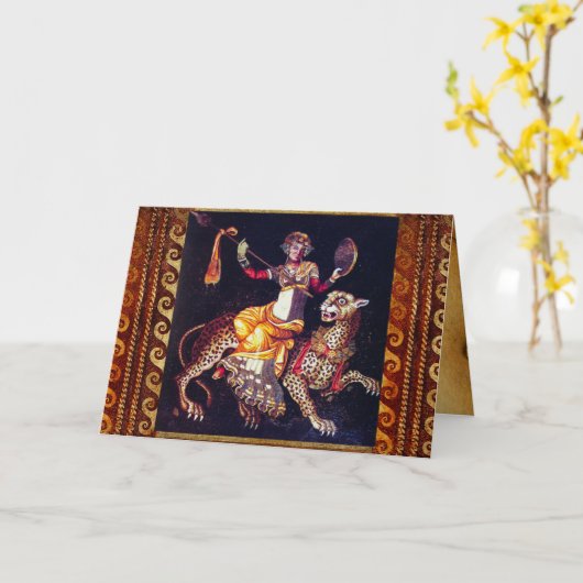 DIONYSOS MET EEN GROOTSCHALIGE LEOPARD Griekse moz Kaart (Gele Bloem)