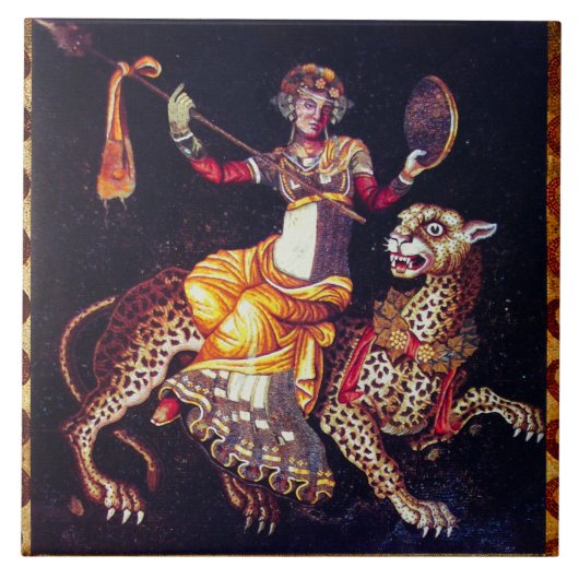 DIONYSOS MET EEN GROOTSCHALIGE LEOPARD Griekse moz Tegeltje (Voorkant)