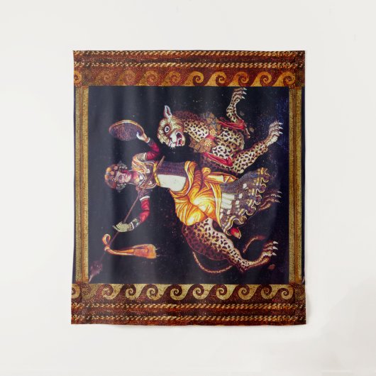 DIONYSOS MET EEN GROOTSCHALIGE LEOPARD Griekse moz Wandkleed (Voorkant)