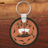 Dionysus Cup: Griekse God op Scheepslijnen en dolf Sleutelhanger (Voorkant)