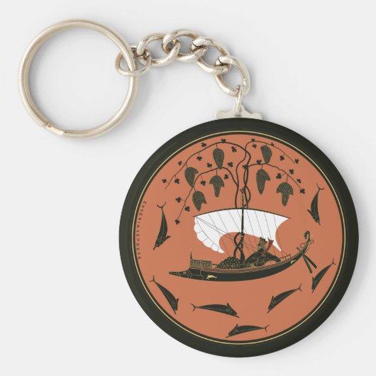 Dionysus Cup: Griekse God op Scheepslijnen en dolf Sleutelhanger (Voorkant)