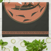 Dionysus Cup: Griekse God op schip met wijnstokken Theedoek (Gevouwen)