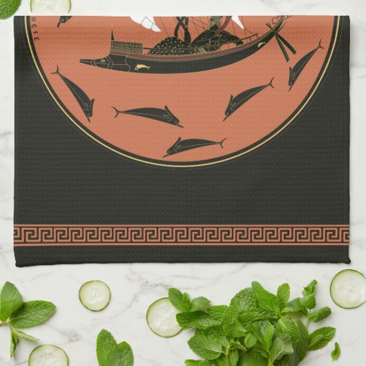 Dionysus Cup: Griekse God op schip met wijnstokken Theedoek (Gevouwen)