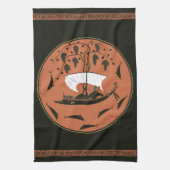 Dionysus Cup: Griekse God op schip met wijnstokken Theedoek (Verticaal)