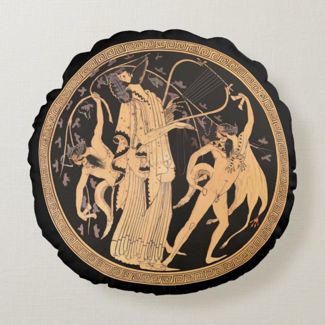 Dionysus en de Satyrs Rond Kussen (Voorkant)