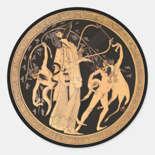 Dionysus en de sluier ronde sticker