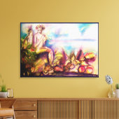 DIONYSUS, Fluit spelen met zeeschelpen en vruchten Canvas Afdruk (Insitu (Woonkamer))