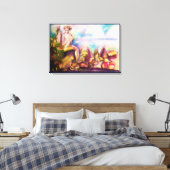 DIONYSUS, Fluit spelen met zeeschelpen en vruchten Canvas Afdruk (Insitu (Slaapkamer))