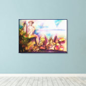 DIONYSUS, Fluit spelen met zeeschelpen en vruchten Canvas Afdruk (Insitu (Houten vloer))