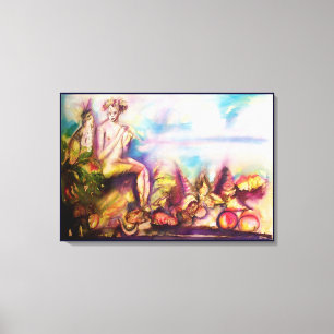 DIONYSUS, Fluit spelen met zeeschelpen en vruchten Canvas Afdruk