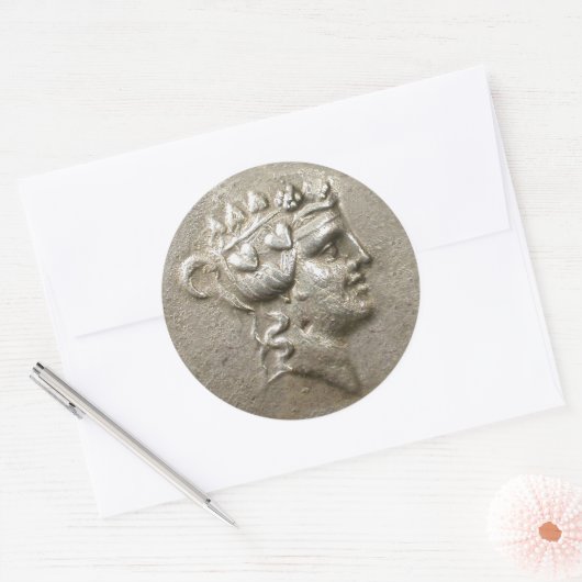 Dionysus tetradrachme-Sticker Ronde Sticker (Envelop)