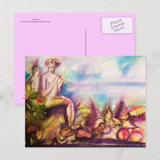 DIONYSUS, Vloeistof met zeeschalen en -vruchten Briefkaart (Voorkant / Achterkant)