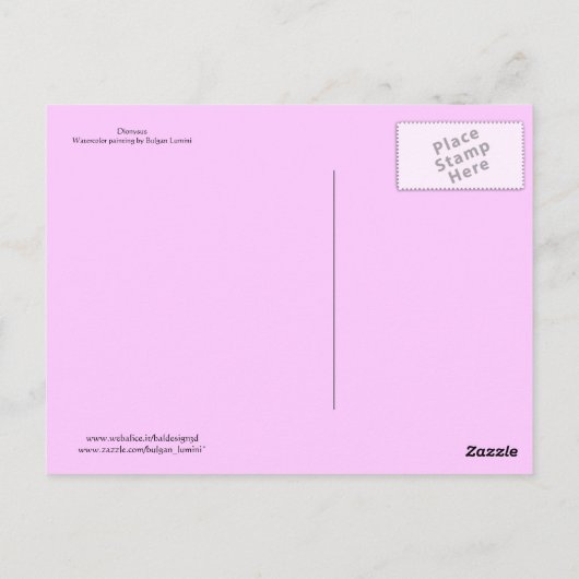 DIONYSUS, Vloeistof met zeeschalen en -vruchten Briefkaart (Achterkant)