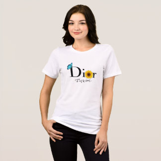 Dior Mode T-shirt met vlinder en zonnebloem