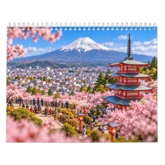 Diorama-style famous Japanese tourist spots Kalender