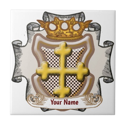 Dios Cross Achternaam aangepaste tegel Tegeltje (Voorkant)