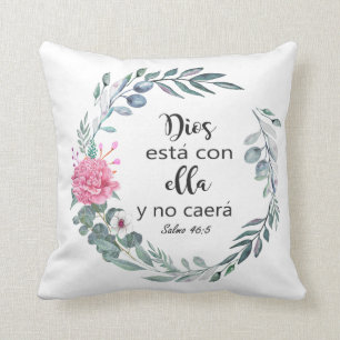 Dios está con ella y no caerá, Spaans bijbelcita Kussen