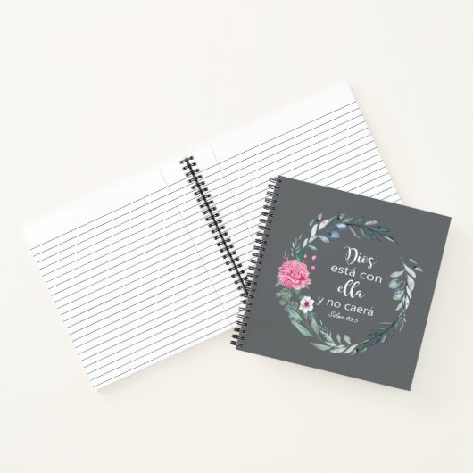 Dios está con ella y no caerá, Spaans bijbelcitaat Notitieboek (Binnen)