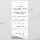 Dip Dye Blauw Aquarel Trouwfeest Programmakaart (Achterkant)