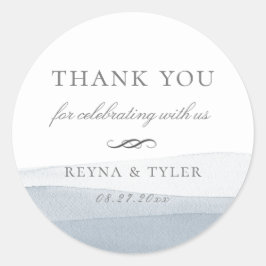 Dip Dye Blue Waterverf bruiloft gunst Ronde Sticker