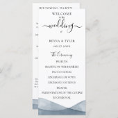 Dip Dye Blue Waterverf bruiloft Programmakaart (Voorkant / Achterkant)