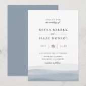 Dip Dye Blue Waterverf Wedding Kaart (Voorkant / Achterkant)