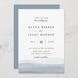 Dip Dye Blue Waterverf Wedding Kaart