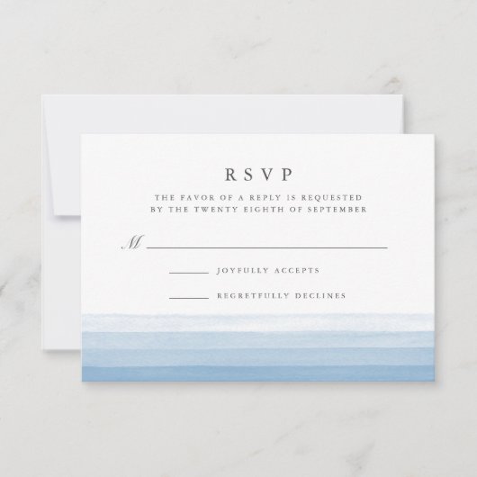 Dip Dye Waterverf RSVP-kaart | Sky RSVP Kaartje (Voorkant)