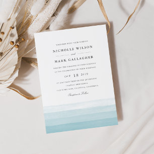 Dip Dye Waterverf Wedding Invitation   Aqua Kaart