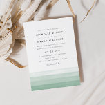Dip Dye Waterverf Wedding Invitation | Fern Kaart<br><div class="desc">Elegant waterverf bruiloft uitnodigt tot een ombre gradiënt kleurstof onderaan in rijk fern groen. Personaliseer met uw trouwdetails in donkere houtskoolgrijze blok en manuscripttypografie. Kaarten keren terug naar een subtiel ruitvormig roosterrooster in bleke lente groen en wit.</div>