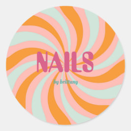 Dip Swirl Patroon Nagelsalon Ronde Sticker