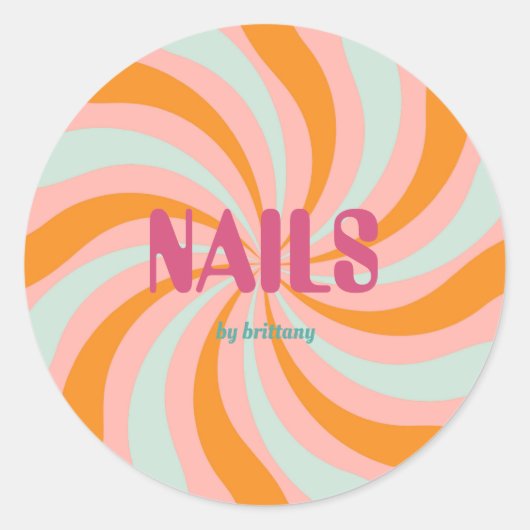 Dip Swirl Patroon Nagelsalon Ronde Sticker (Voorkant)